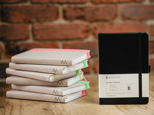 Das kanban Notizbuch personalisiert mit logo - zettelweise.de